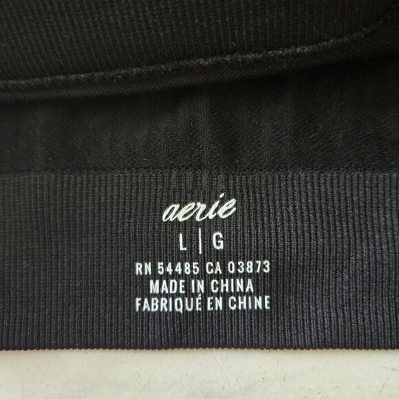 Aerie Ribbed V-Neck Bra Black L - Picture 3 of 4